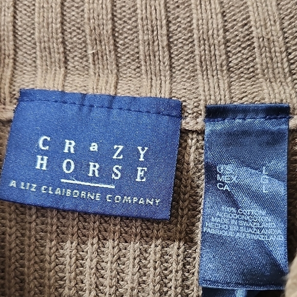 Woven Cozy 100% Cotton Men's Tan Zip-Up Sweater - Picture 2 of 8